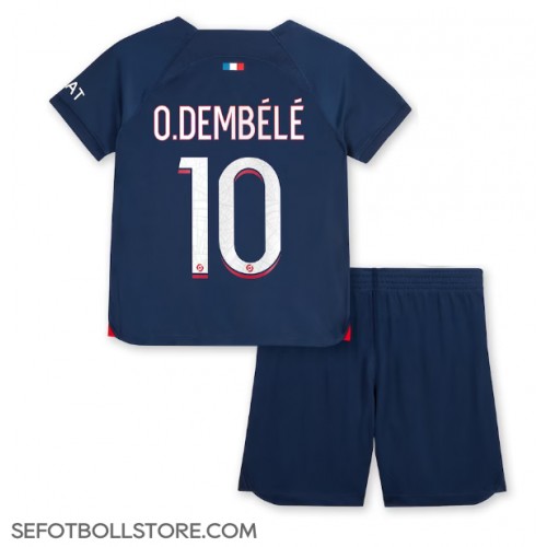 Paris Saint-Germain Ousmane Dembele #10 Replika babykläder Hemmaställ Barn 2023-24 Kortärmad (+ korta byxor)